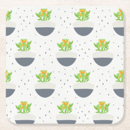 Succulent Kalanchoe Plant Mamma Mönster Underlägg Papper Kvadrat