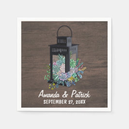 Succulent Land Rustic Lantern Bröllop Napkins Pappersservett