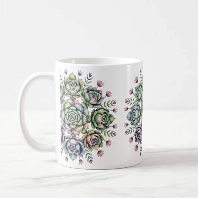 Succulent mandala pattern kaffemugg (Vänster)