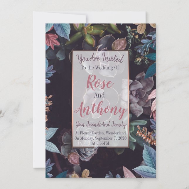 Succulent mönster inbjudningar (Framsida)