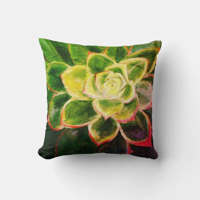 Succulent Painting Throw Cushion Kudde (Framsida)