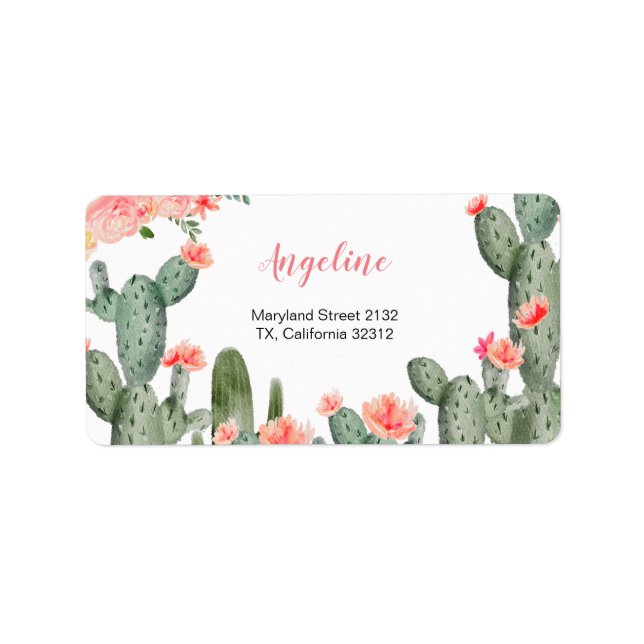 Succulent Peach Modern Address Label Adressetikett (Framsidan)