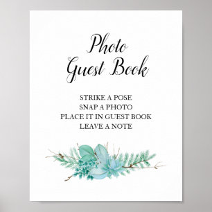 Succulent Photo Guest Bok Bröllop-tecken Poster