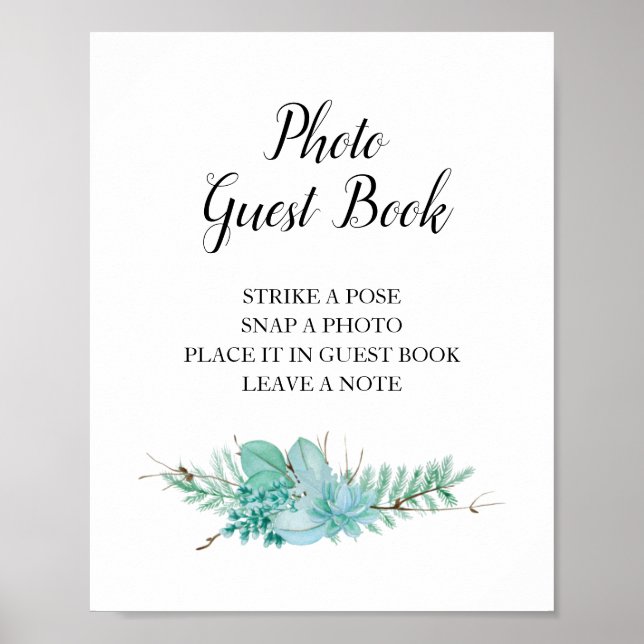 Succulent Photo Guest Bok Bröllop-tecken Poster (Framsidan)