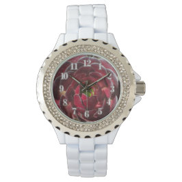 Succulent Photo Red Burgundy Coastal Plant Armbandsur