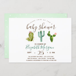 Succulent Polka dots Baby Shower Inbjudningar