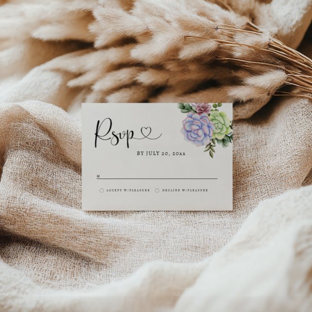Succulent RSVP Card Spara Datumet (Skapare uppladdad)