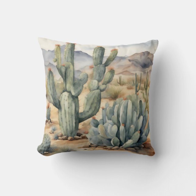 Succulent Sensation | Cactus Watercolor Decorative Kudde (Framsida)