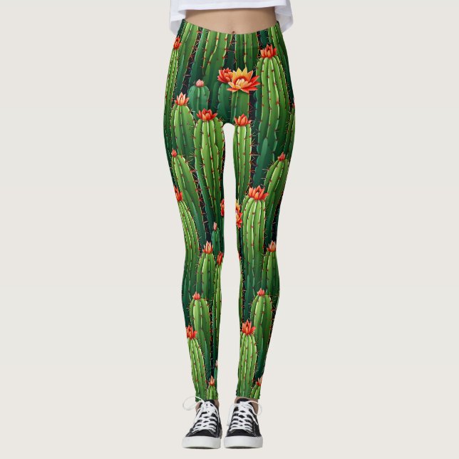 Succulent Stil Trendig Cactus Leggings (Framsida)