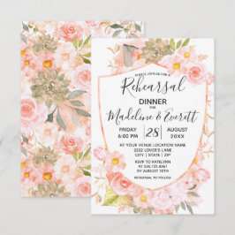 Succulent Vapensköld Blommigt Bröllop Rehearsal Mi Inbjudningar