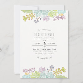 Succulent Vår Garden | Vattenfärg Påsk Inbjudningar
