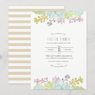 Succulent Vår Garden   Vattenfärg Påsk Inbjudningar