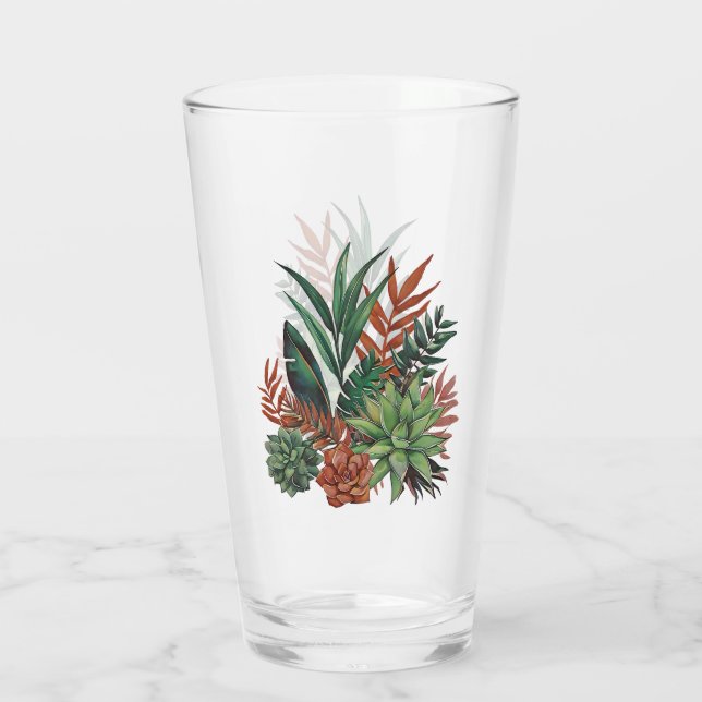 Succulent Vatten Färg Glaskopp (Baksida)