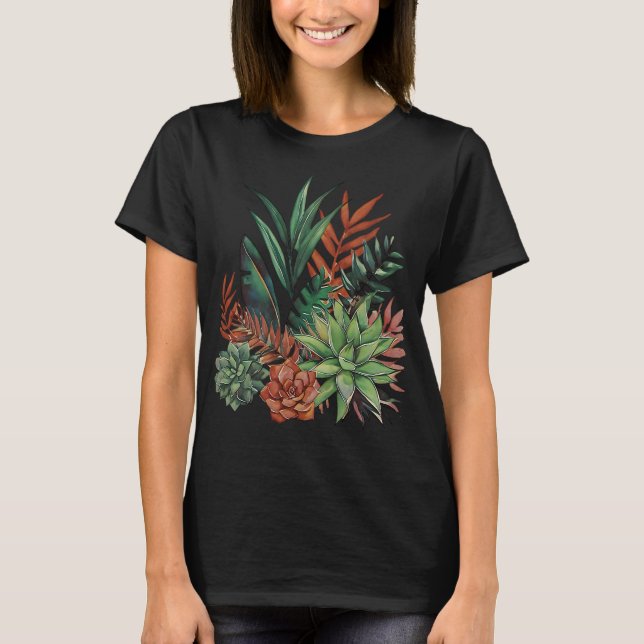 Succulent Vatten Färg T Shirt (Framsida)