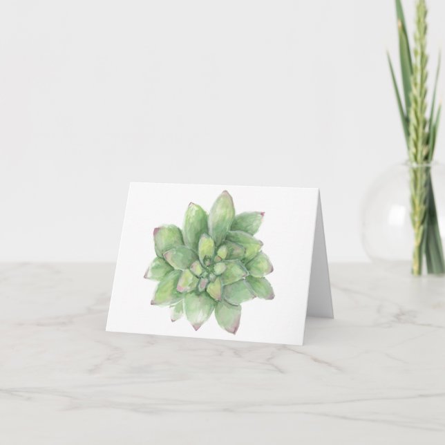 Succulent Watercolor Anteckningskort (Framsida)