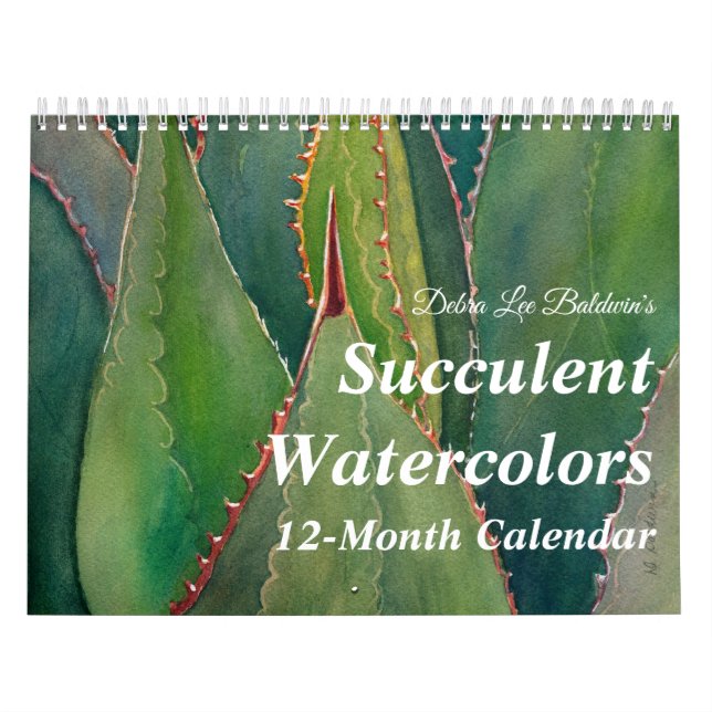 Succulent Watercolor av Debra Lee Baldwin Kalender (Omslag)