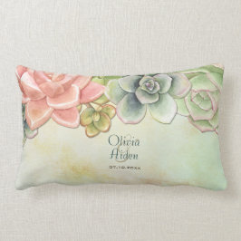 Succulent Watercolor Blommigt Bröllop Pillow Lumbarkudde