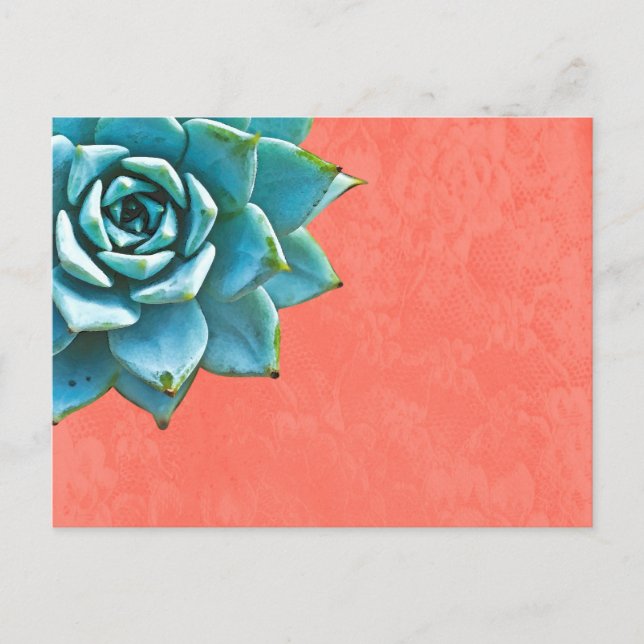 Succulent Watercolor Orange Snöre Vykort (Framsida)