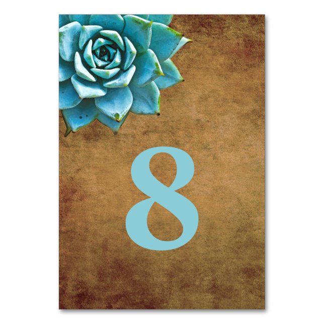 Succulent Watercolor Rustic Brown Bordsnummer (Framsidan)