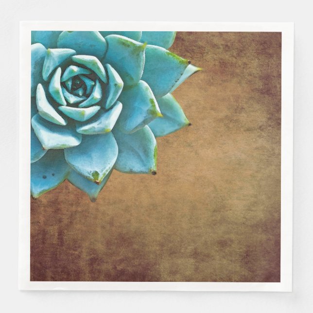 Succulent Watercolor Rustic Brown Pappersservett (Framsida)