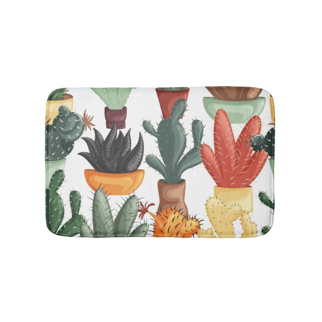 Succulents, acctuses: Söt blommönster. Badrumsmatta (Framsidan)