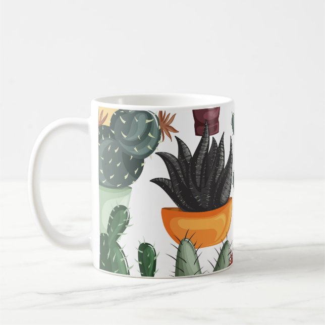 Succulents, acctuses: Söt blommönster. Kaffemugg (Vänster)