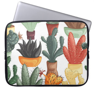 Succulents, acctuses: Söt blommönster. Laptop Fodral