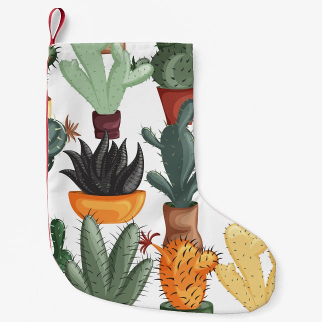 Succulents, acctuses: Söt blommönster. Liten Julstrumpa (Framsidan)