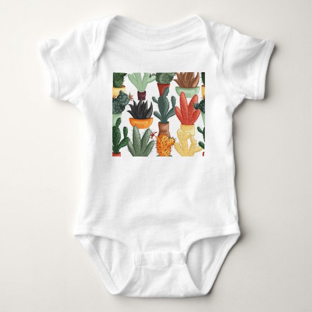 Succulents, acctuses: Söt blommönster. T Shirt (Framsida)