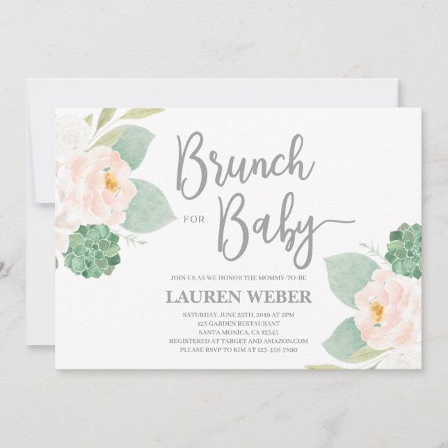 Succulents Baby Shower brunch Girl Investigation Inbjudningar (Framsida)