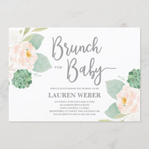 Succulents Baby Shower brunch Girl Investigation Inbjudningar