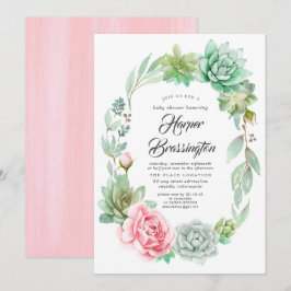 Succulents Baby Shower Girl-inbjudan Inbjudningar