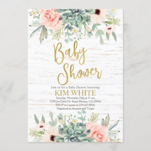 Succulents Baby Shower-inbjudan Inbjudningar