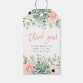 Succulents babyduschflicka presentetikett