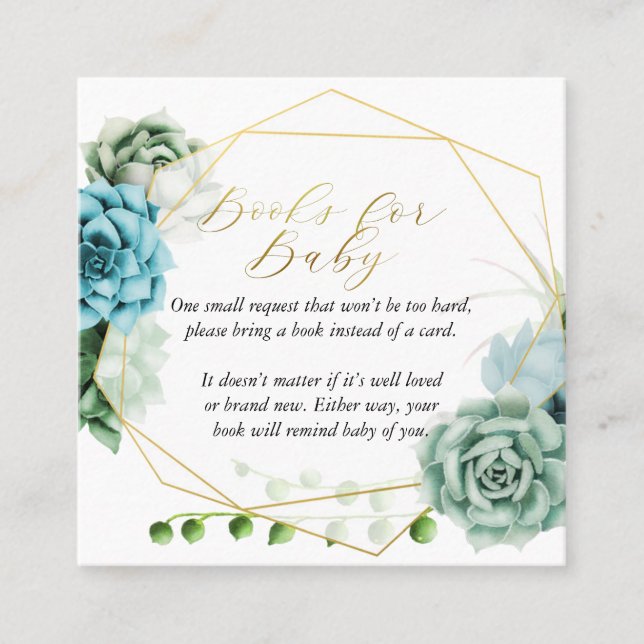 Succulents Bokar för Baby Card Fyrkantigt Visitkort (Framsida)