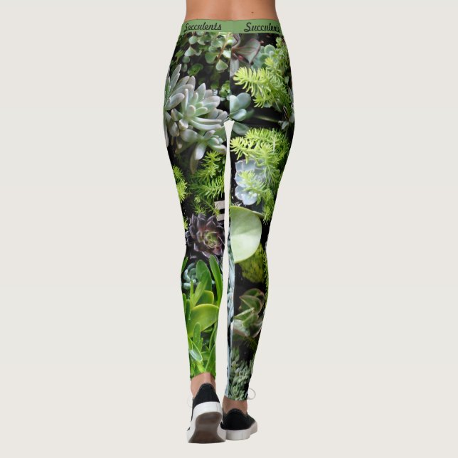 Succulents Botanical Leggings Womens Jogger Yoga (Baksida)