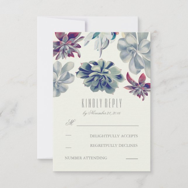 Succulents Bouquet Bröllop OSA Card Kort (Framsida)