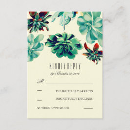 Succulents Bouquet Teal Bröllops OSA Cards Kort