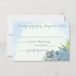 Succulents Bröllop Blue Watercolor OSA