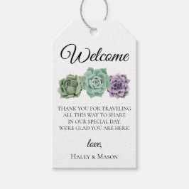 Succulents Bröllop Welcome Bag Presentetikett