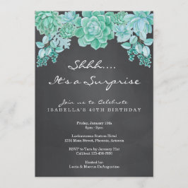 Succulents Chalkboard Surprise Party-inbjudan Inbjudningar