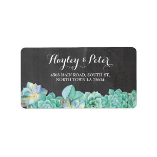 Succulents Cream Elegant Chalk-Adressetiketter Adressetikett