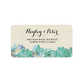 Succulents Cream Elegant Rand Adressetiketter