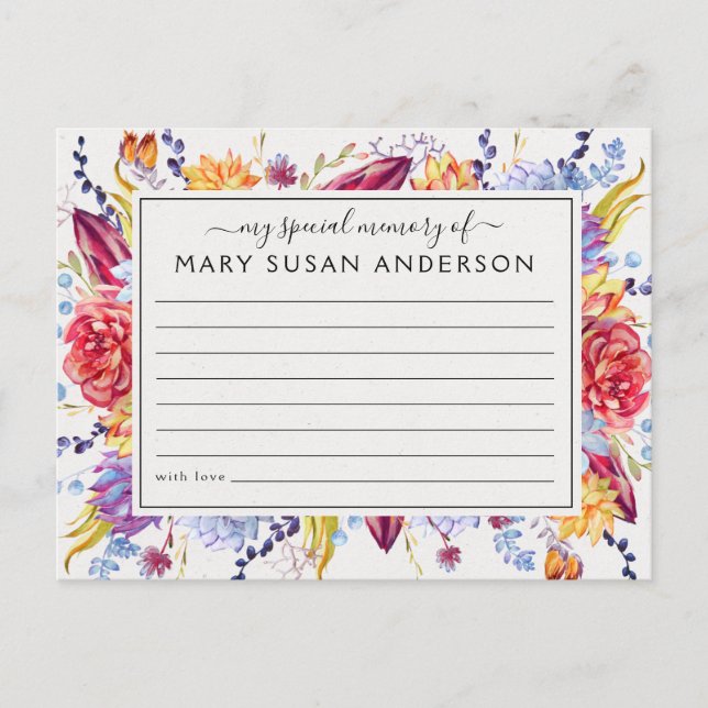 Succulents  ett minnesfunktionellt närvarokort vykort (Framsida)