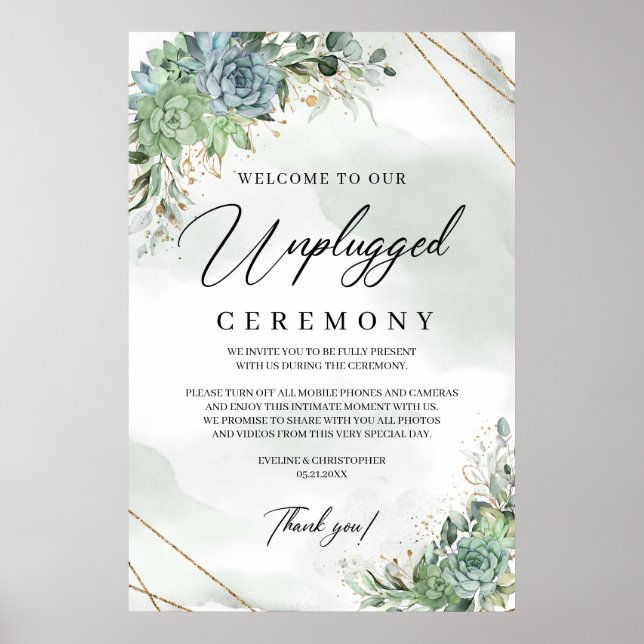 Succulents eucalyptus opluggad ceremoni poster (Framsidan)