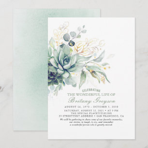 Succulents Firande av Life Memorial Funeral Inbjudningar