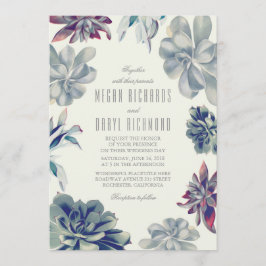 Succulents Greenery Botanical Bröllop Inbjudningar