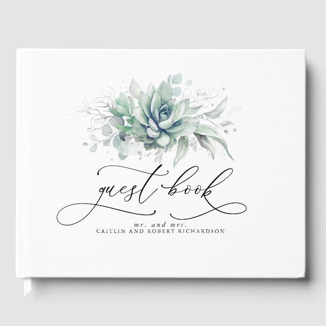 Succulents Greenery Bröllop Guest Bok (Framsida)