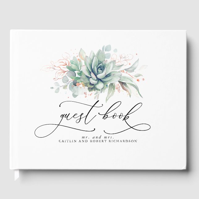 Succulents Greenery Bröllop Guest Bok (Framsida)
