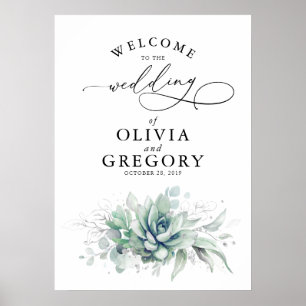 Succulents Greenery Bröllop Välkommen Poster